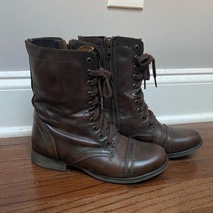 Steve Madden Brown Leather Combat Boots 6